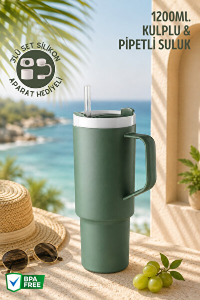 Nandy Home Μεγάλο Μέγεθος, με Λαβή και Καλαμάκι, 1200Ml. Παγούρι και Θερμός -...