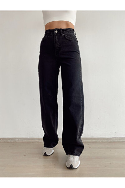 LİMABEL Women's Black Palazzo Jeans Colorfast Black Jeans