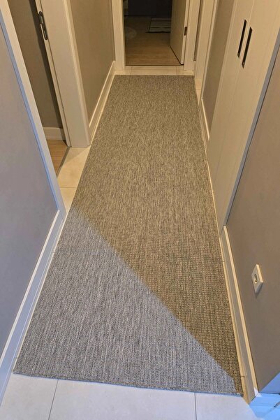 VOPTEKS Hasır Halı Gri Yolluk Jüt Halı Kilim Yıkanabilir Halı