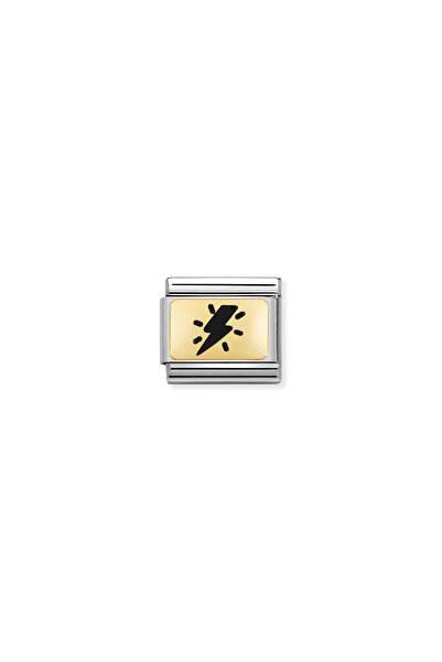 NOMİNATİON Composable Classic Plates Steel , Enamel And 18k Gold Thunderbolt ...
