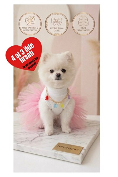 Barneystore Kedi Köpek Jelibon Kolyeli Elbise