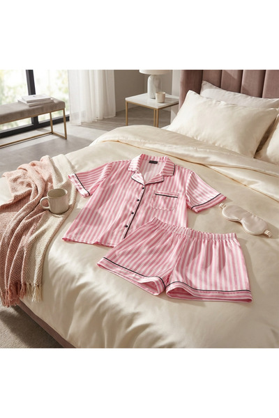 Lady Lingerie Women's Plus Size Satin Pajama Set 2-Piece Sleepwear Loungewear...