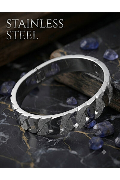 stainless steell سوار أصفاد فولاذي - لون شفاف