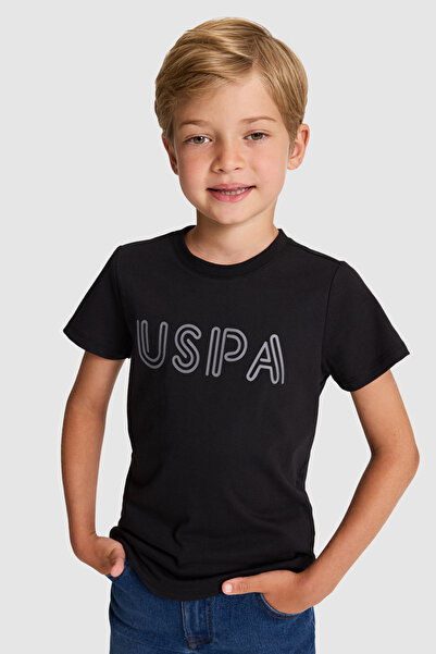 U.S. Polo Assn. تي شيرت أساسي أسود برقبة دائرية للأولاد 50325556-VR046