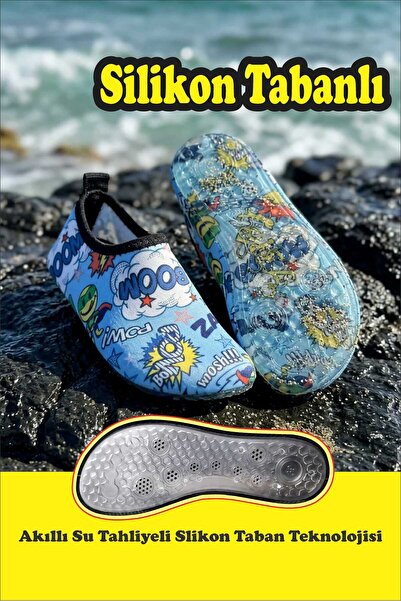 Sea&Blue Boom Boom Kaymaz Silikon Tabanlı Çocuk Deniz Ayakkabısı - Plaj ve Ha...