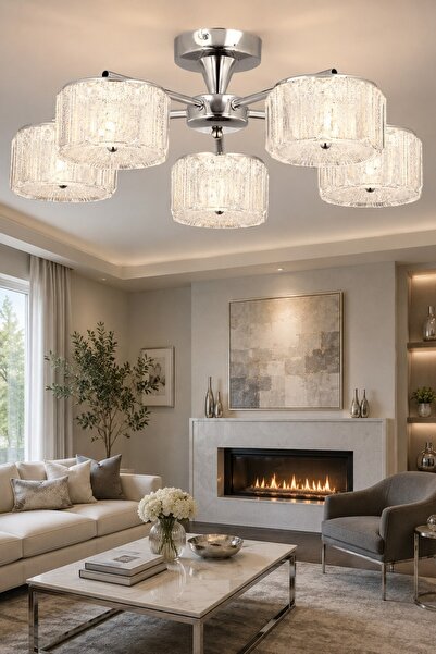 ESSLİGHT Mercan 5’li 3 Renk Işık Özellikli Led'li Modern Salon Mutfak Yatak O...
