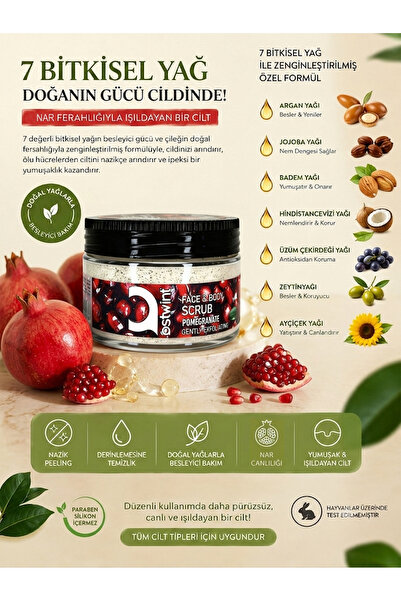Ostwint Yüz Ve Vücut Peeling Scrub Nar 300ml Cilt Temizleyici Pürüssüzleştiri...