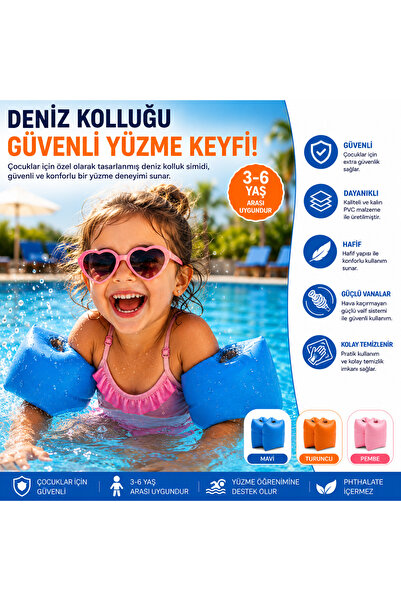 Miro Toys Çocuk Deniz Kolluğu Şişme Yüzme Kolluğu 3-6 Yaş Güvenli PVC Havuz &...
