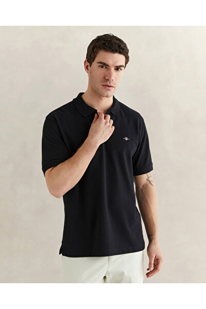Gant Erkek Siyah Regular Fit Logolu Polo Yaka T-Shirt