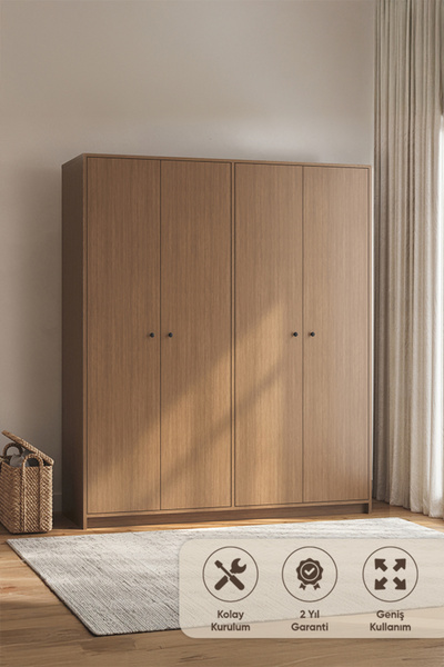 Çetmen Comfort Flex Plus Dolap 4 Kapaklı Ceviz