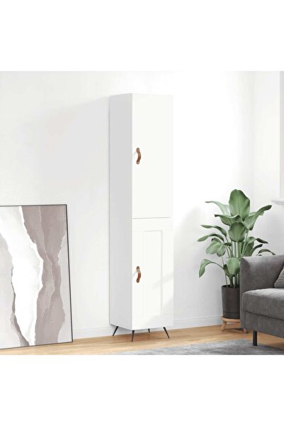 Concept Dulap înalt, alb extralucios, 34,5x34x180 cm, lemn prelucrat
