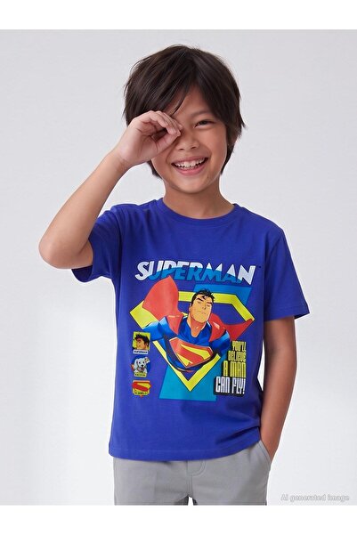 Superman Tricou Superman Can Fly cu imprimeu pentru copii de 6-9 ani - Albastru