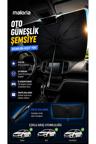 Maloria Araç Ön Cam Güneşliği Katlanabilir Şemsiye Oto Güneşlik UV Korumalı G...