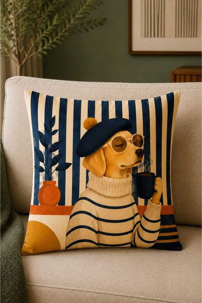 Sakallı 2-Pack Dolce Vita & Stylish Dog Patterned Digital Printed Decorative Throw Pillow Covers
