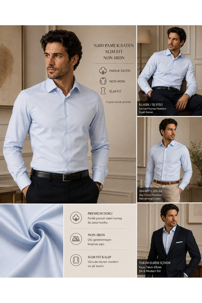 Daniel Bessi Uzun Kollu Slim Fit %100 Pamuk Twill Non-Iron Ütü Gerektirmeyen ...