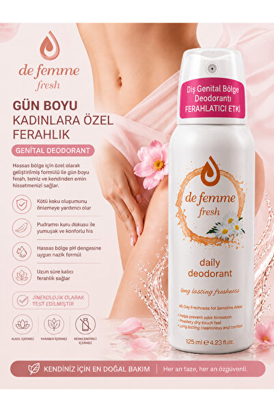 De Femme Fem Fresh Daily İntim Genital Bölge Deodorant 125 Ml