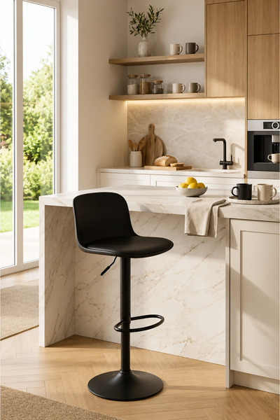 N.zone Adjustable black bar stool with footrest - Modern swivel chair