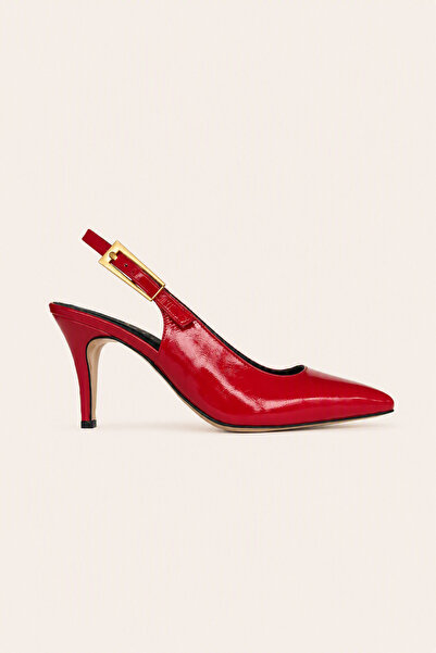 Arzillo Serenza Piele Lacuită Roșie Autentică piele Aur cu cataramă Slingback...