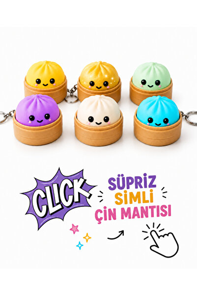 GAME SHOT Çin Mantısı Anahtarlık 1 Adet - Sürpriz Renk Clickerlı Çin Mantısı-...