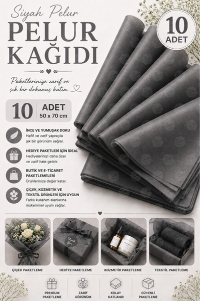 t tuğset etiket ورق بيلور ملون أسود 50x70 سم 10 قطع-T323