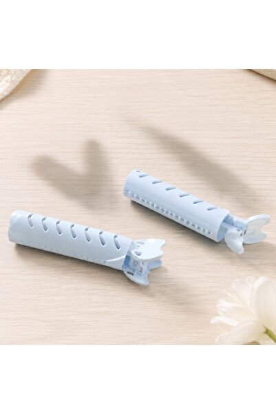 idei Set 2 rulouri pentru păr ventilate albastru deschis cu clemă integrată, ...