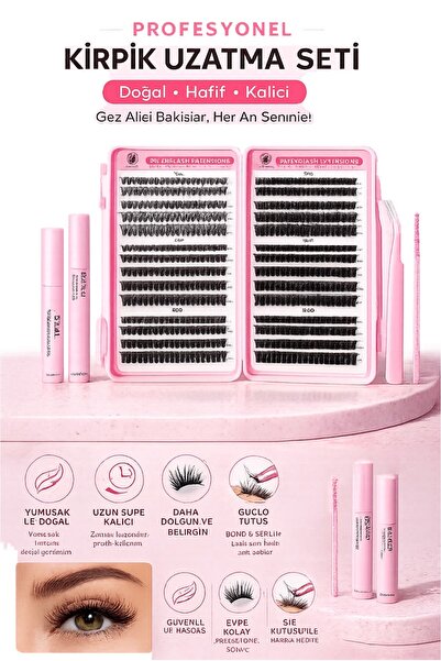 Lusso Cosmetics Kapaklı Profesyonel Takma Kirpik Seti