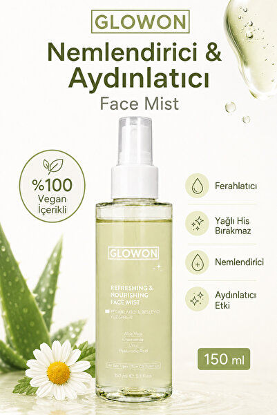 GLOWON Vegan İçerikli Nemlendirici Makyaj Sabitleyici Yüz Spreyi 150 ml