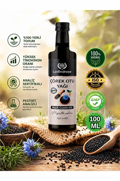 Lavendrose Çörekotu Yağı %100 Saf Ve Doğal Yüksek Timekinonlu Soğuk Sıkım Yer...