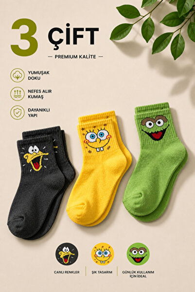 Socks Stores 3 أزواج من الجوارب القطنية الناعمة المزخرفة للجنسين