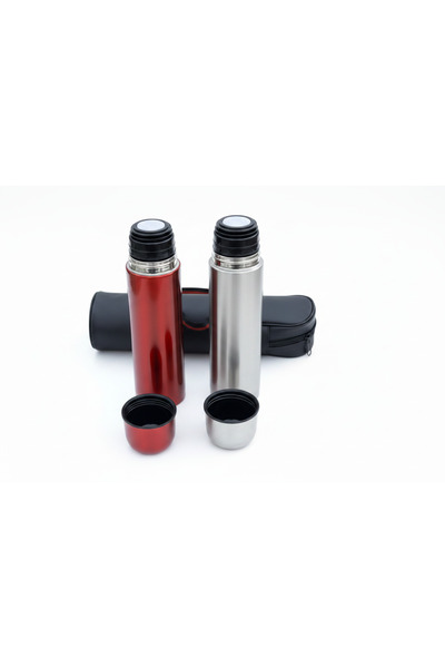 VİBEFLASK 500 ml 2'li Termos Takımı - 304 Paslanmaz Çelik - Kırmızı & Gri Ask...