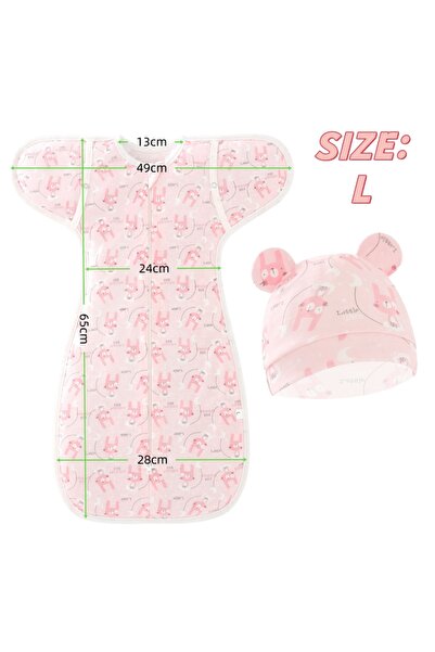 HI-FINE 100% Cotton Newborn Swaddle Sleep Sack With Bear Hat 2 Sizes Anti-sta...