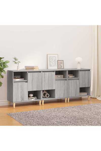 Concept Servante, 3 buc, stejar afumat, 60x35x70 cm, lemn prelucrat