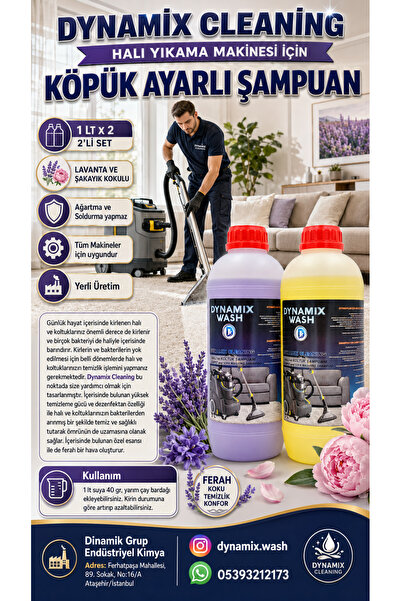 dynamix wash 2'li Halı Ve Koltuk Yıkama Makinesi Şampuanı (KÖPÜK AYARLI) 2 Kg...