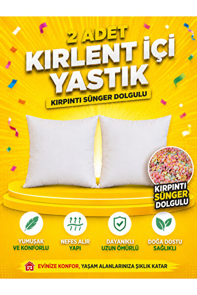 Rosella Barucci Kare Kırlent İçi 2 Adet Sünger Kırpıntı Dolgulu İç Yastık 42x...