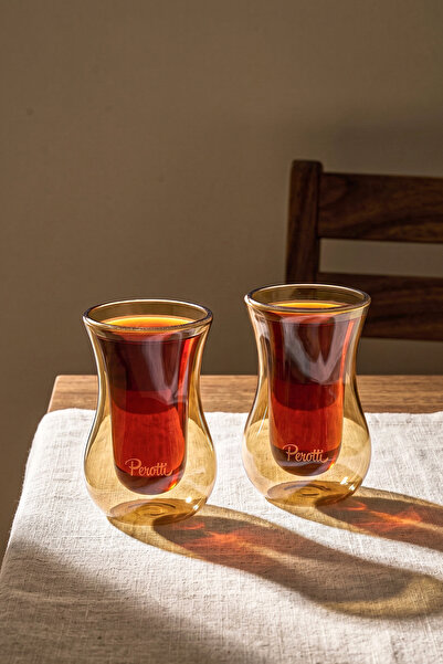 Perotti Amber 2-Piece Heat Resistant Double Wall Glass Tea Cup 150 ml
