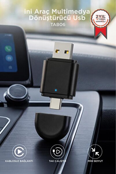 Torima Mini Araç Multimedya Dönüştürücü Adaptör Usb Type-C Uyumlu 2IN1 Kablos...