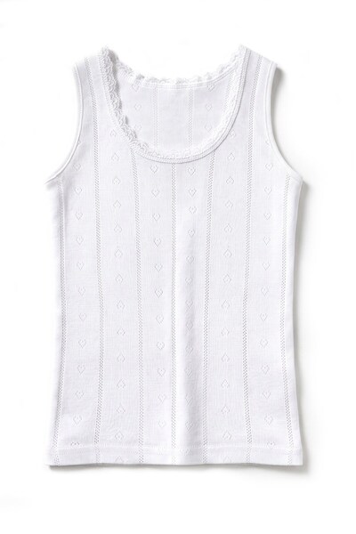 Öts Girl's 100% Cotton Undershirt Ribbed Thick Strap Jacquard Pattern Breatha...