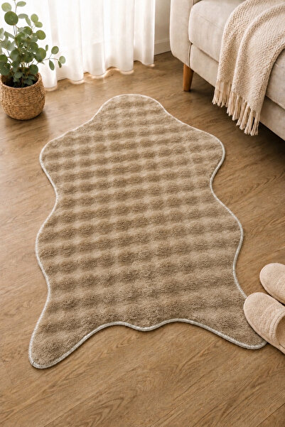 Lionhome Bubble kabartmalı Yumuşak Ayı Postu Renk Bej Comfort Kaymaz Taban Pe...