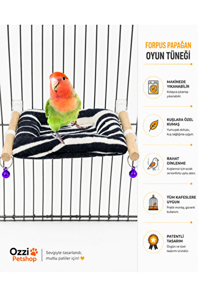 ozzipetshop Forpus Papağanı Oyun Tüneği Sıcak Uyku Yatağı Dinlenme Tüneği Kuş...