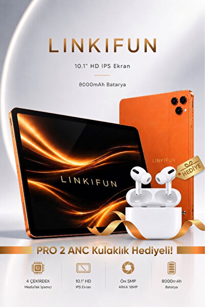 linkifun 10.1" HD IPS Android Tablet 4GB/32GB | 8000mAh Batarya | SIM Kart De...