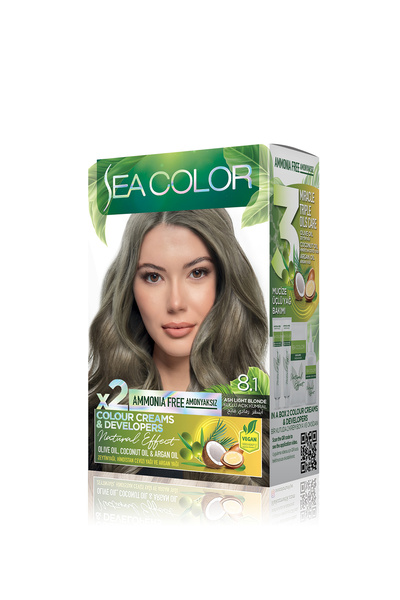 Sea Color Natural Effect Set Saç Boyası Amonyaksız 8.1 Küllü Açık Kumral