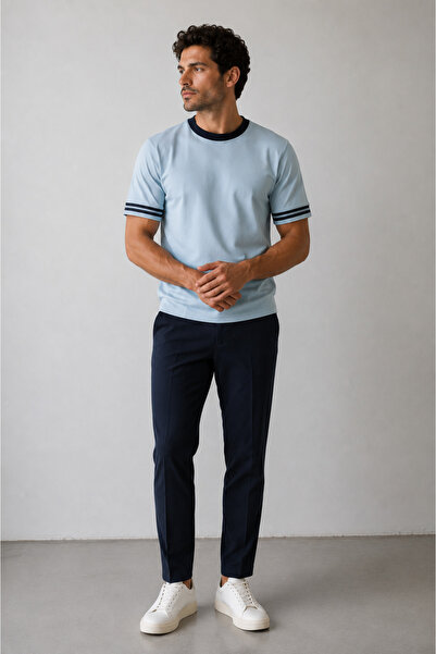 ALEXANDERGARDI Contrast Collar Basic T-Shirt with Stripe Detail