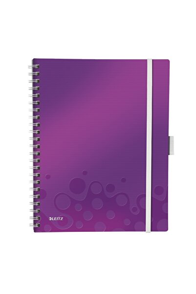 Leitz Caiet spiralat de birou A4 cu copertă mov din PP, cu linii, Be Mobile Wow