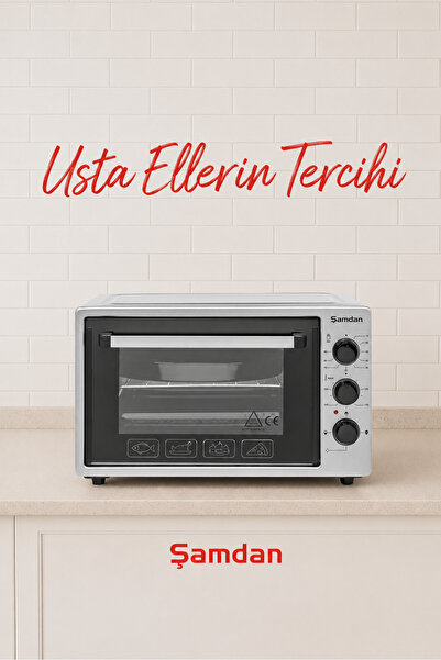 Şamdan 36 Lt Zaman ve Isı Ayarlı Mini Fırın – 1300W 4 Fonksiyonlu Elektrikli ...