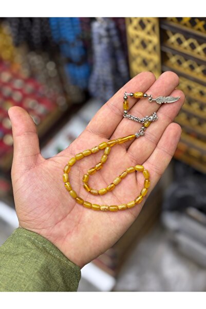 tesbihciniz Tek dal Püsküllü Minik Bilek Boy Sıkma Kehribar Tesbih