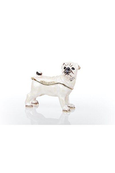 Geseus Openable Metal Figurine with White Dog Figure 00802 - Souvenir