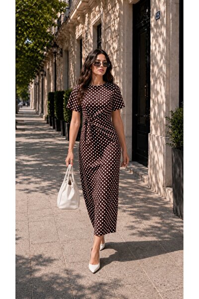 BELISTIL Women's Polka Dot Midi Length Belted Dress Modal Fabric Summer Styli...