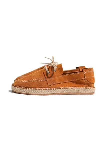 no7man Petra Lace-Up Peach Suede Genuine Leather Men's Espadrilles