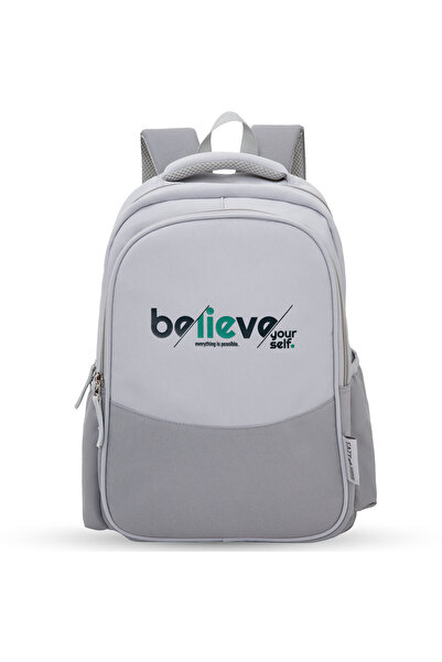 Eazy Kids 15.3”School Backpack for Kids – Believe Yourself, Grey