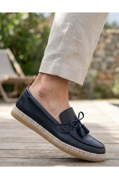 Lucatorre Leather Tan Antique Men's Casual Shoes Navy Blue